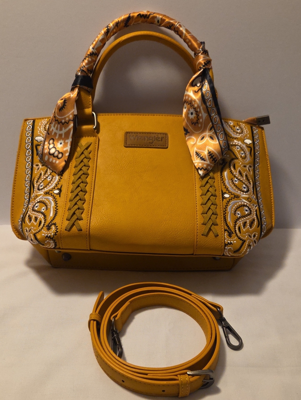 Wrangler Mustard Yellow Bandana-Trim Satchel